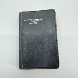 Vtg Collins New Testament Psalms KJV Pocket Bible Black Leather Great Britain